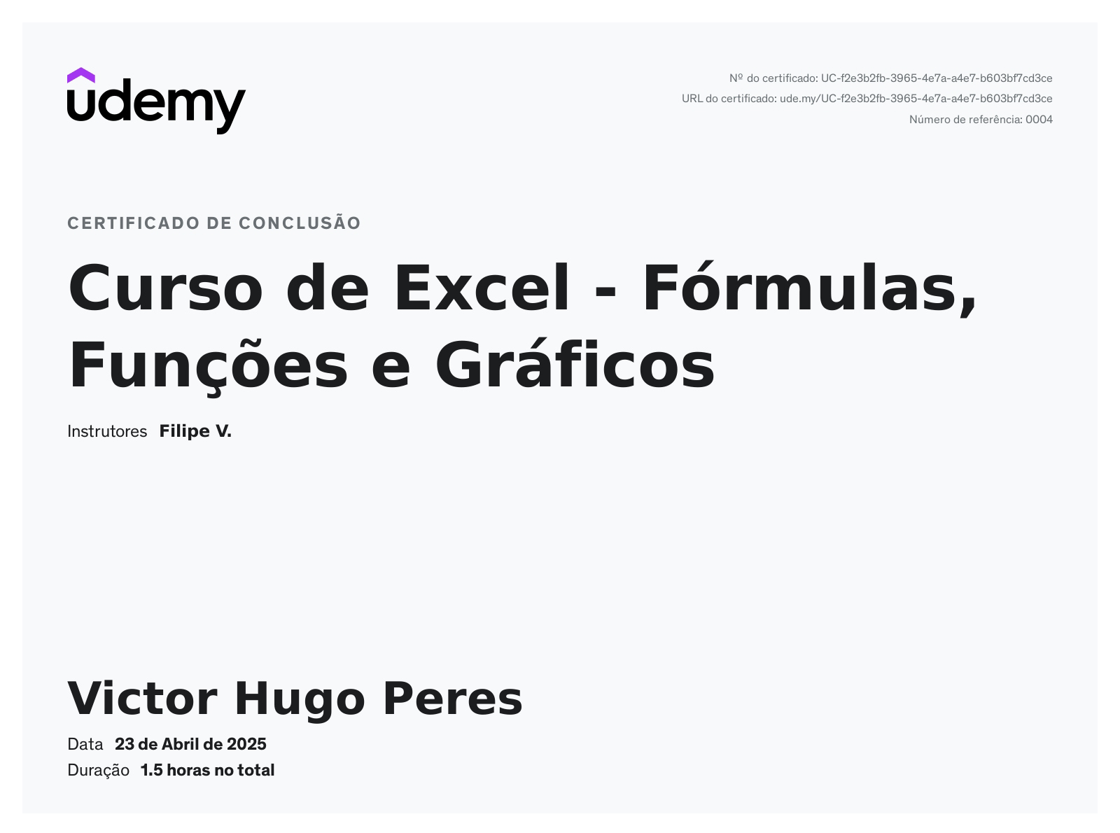 Certificado de Excel